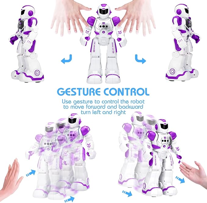 KingsDragon Robots Toy for Kids, RC Gesture Sensing Toy, Interactive Walking Singing Dancing Robot Birthday Presents for Boys Girls Age 6 7 8 9 Years Old,Purple