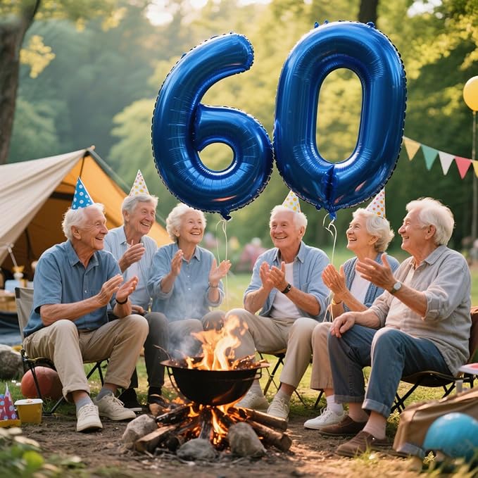 40 Inch Navy blue Number 60 Digital Balloon,Jumbo Mylar Foil Helium Balloon for 60 Balloons for Birthday Party,Wedding Anniversary Party Decorations