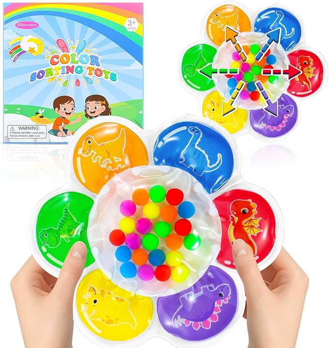 Valentine's Day Color Sorting Sensory Toy for Toddlers 3-5 Years - Montessori Fine Motor Skills Development, Travel & Autism Learning Activity for Airplane Classroom Easter Gift for Kids