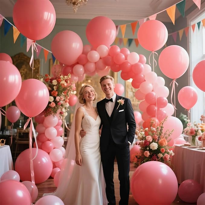 134Pcs Dusty Pink Balloons Different Sizes 5 10 12 18 Inch Retro Pink Latex Balloon for Birthday Wedding Baby Shower.