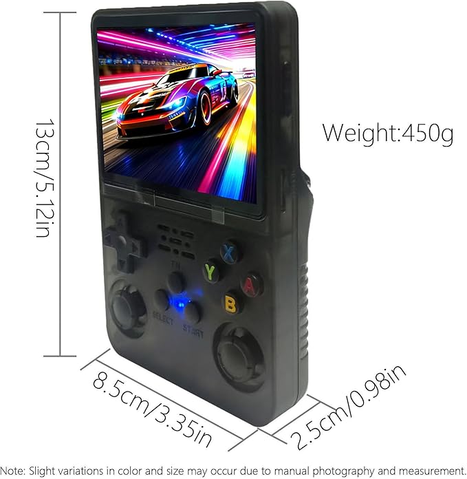 Retro Handheld Game Console R36S, 3.5-Inch HD IPS Screen 3200mAh Battery, 128G Built-in 20000+ Games 20+ Emulators, HDMI TV Output for Classic Game Play (Transparent Purple +64G)