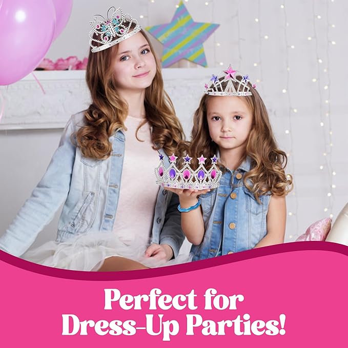 Liberty Imports 50 PCS Princess Jewelry Dress Up Accessories, Pretend Play Set Jewelry Party Favors for Girls Cosplay Party Favors with Crown Wand Ring Earring Necklace