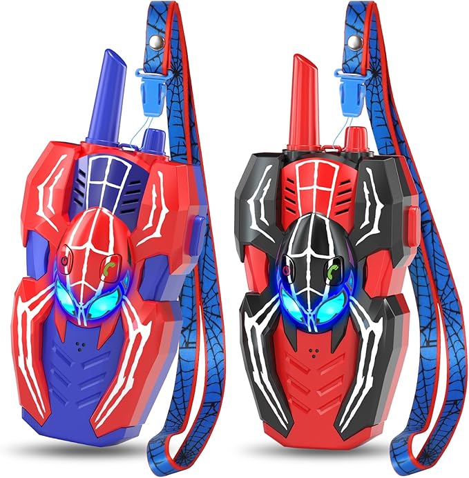 Walkie Talkies for Kids, Spider Toys 2 Pack Outdoor 2 Way Radio Toy Gifts Camping Brithday Gift Walkie Talkies for 3 4 5 6 7 8 9 10 Year Old Boys