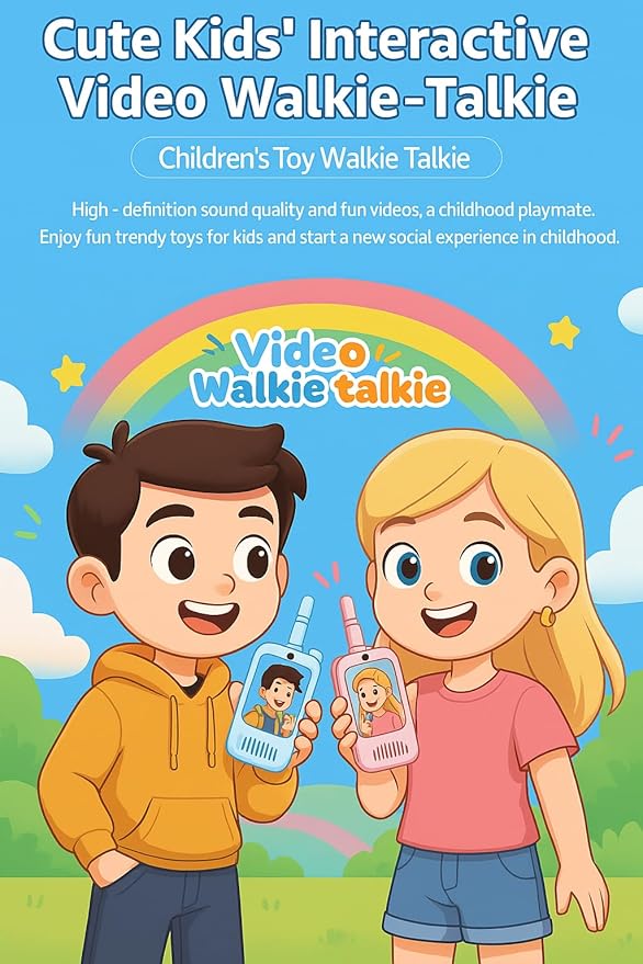 Video Walkie Talkies for Kids, 2-Way Video Intercom with 1500ft Range, Rechargeable, Ages 3-12
