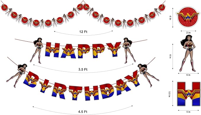 "Wondr Woman Theme Birthday Party Supplies – Superhero Girl Party Decorations for Adults – Wondr Woman Birthday Banner, Cake Topper, Cupcake Toppers & Party Décor for Superhero Celebrations"