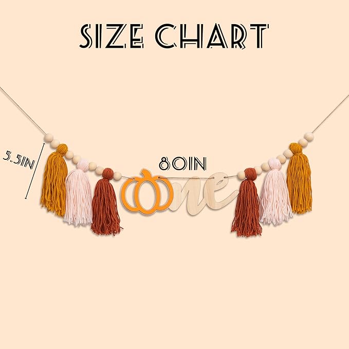 Gostman Pumpkin Tassel High Chair Banner - 1st Birthday Decorations, Fall Highchair Decor for First Birthday