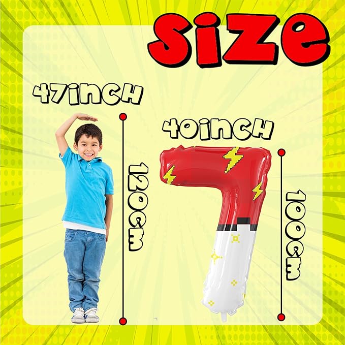 Red White Cartoon Theme Foil Balloons Cartoon Balloons Birthday Party Balloons Decorations Supplies for Kids' Birthday Anniversary Party (Number Nylon 7)