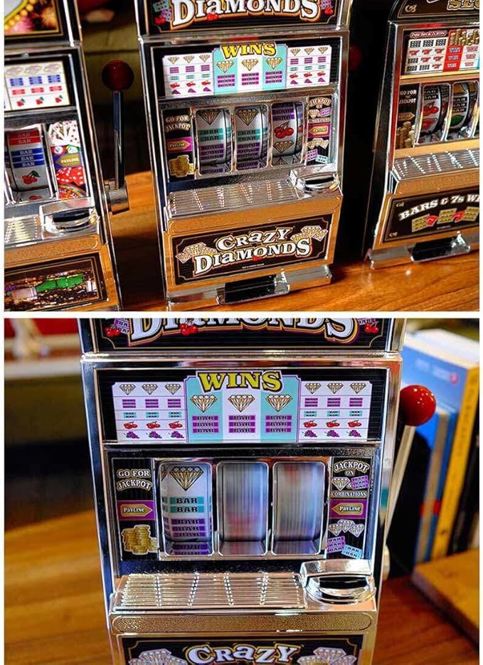 Mini Slot Machine, Nostalgia Retro Arcade Slot Machine Coin Bank Portable Handheld Game Machine Toy with Lights & Sounds, Rechargeable Machine Arcade for Adult Kids