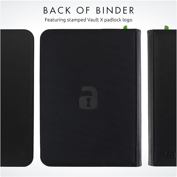 Vault X 9 Pocket Trading Card Zip Binder, 360 Cards, Premium Exo-Tec Album Material, 20 Side-Loading Pages, Folder for Collectible Games, Sports, TCG (Black)