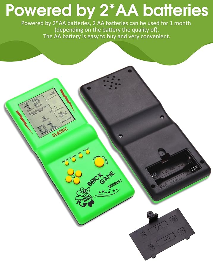 3.5-inch Large Screen Retro Brick Game Console for The 80s/90s Building Block Racing/Tank Game Built-in 23 Classic Games Nostalgic Puzzle Children's Console (Green)