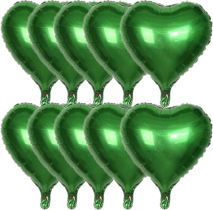 Heart Shaped Balloons 10Pcs Green Foil Balloons Birthday Baby Shower Wedding Engagement CelebrationParty Decorative products18 inch