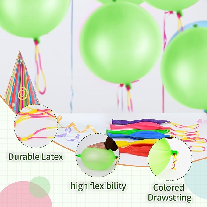 24 Pcs Green Punch Balloons Bounce with Rubber Band Handle Punching Balloon Heavy Duty for Birthday party favors, Kids (Green)