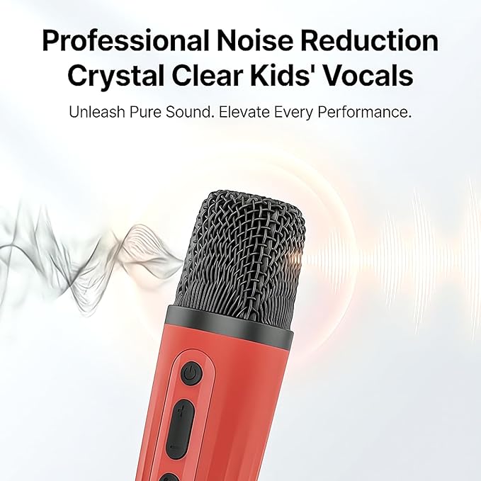 Kids Karaoke Machine with 2 Wireless Microphones - Portable Bluetooth Singing Speaker with AI Voice Changer, LED Lights, Built-in Mic & Carry Handle | Best Birthday Gifts for Girls Boys Ages 3-12