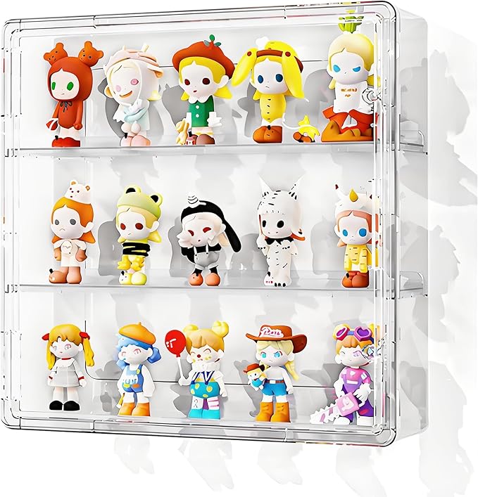 Wall-Mounted Clear Display Case for Figures, Acrylic Storage Organizers Box with Magnetic Door, Wall Dustproof Showcase for Collectibles Action Figure(1, Large)