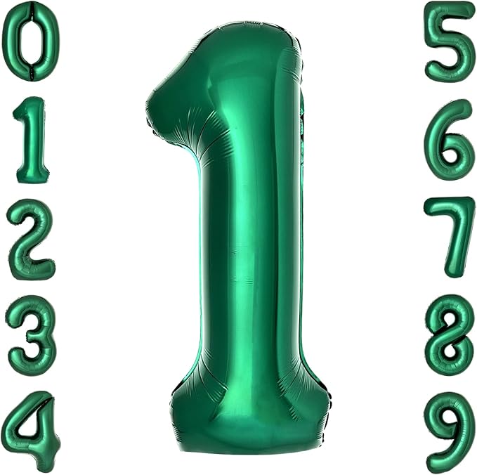 Dark Green Number 1 Balloons Large Emerald Green Number Balloons 40 Inch Jungle Safari Birthday Party Supplies Graduation Decorations Forest Green 1 Balloon