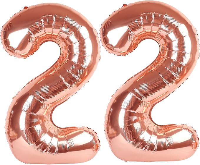 40 Inch Rose Gold Balloon Number 22 Balloon,Jumbo Mylar Foil Helium Balloon for 22 Digital Balloons for Birthday Party,Wedding Anniversary Party Decorations