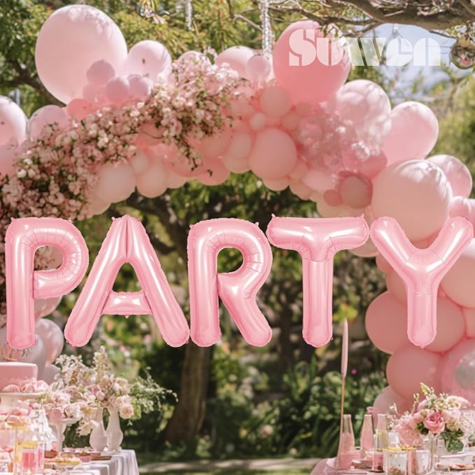 SUWEN 40 Inch Pink Large D Letter Balloons Big Foil Helium Letter Balloons A-Z Jumbo Mylar Happy Birthday Party Decorations for Girl Anniversary Party Supplies