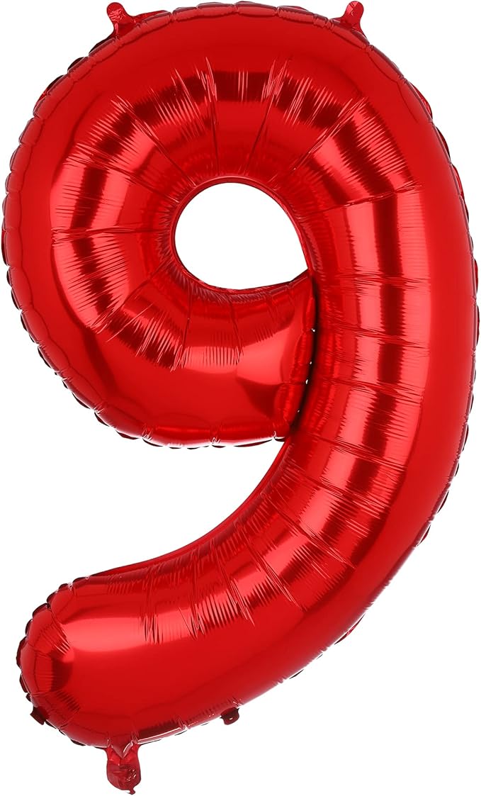 40 Inch 9 Red Number Balloons Mylar Foil Helium Digital Balloons Baby Shower 9th Birthday Party Decor Supplies