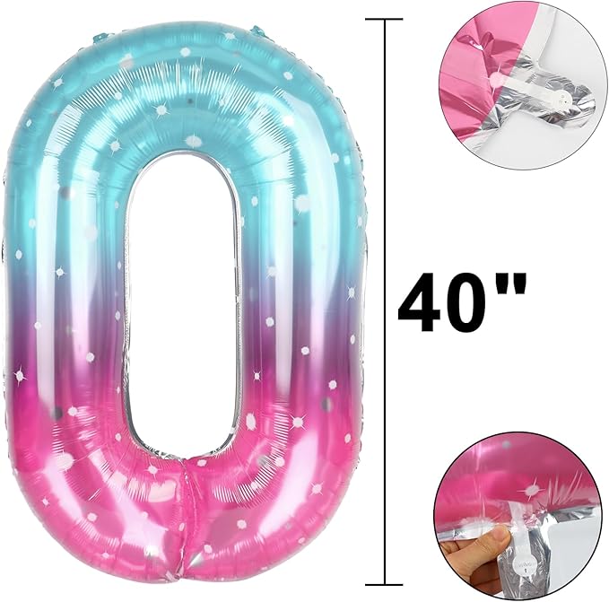 40 Inch Starry Balloon Number 0 Balloons,Jumbo Mylar Foil Helium Balloon for 10 20 30 40 50 60 70 80 90 100 2025 Birthday Digital Balloons for Birthday Party,Wedding Anniversary Party Decorations