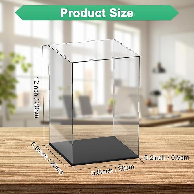 Clear Acrylic Display Case, 8 x 8 x 12 Inch Assemble Clear Acrylic Display Box Dustproof for Action Figures/Model/Statues/Collectibles/Doll/Toys/Home Storage