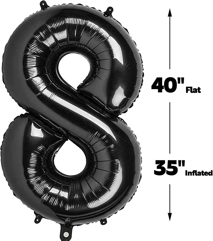 Black Number 18 Balloon - 40 Inch, Birthday Party Decorations, Anniversary & Graduation Supplies