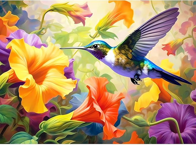 500 Piece Puzzle for Adults, Jigsaw Puzzles,Flower Hummingbird Jigsaw Puzzles 500 Pieces Birthday Party for Family Adults Funny Puzzle