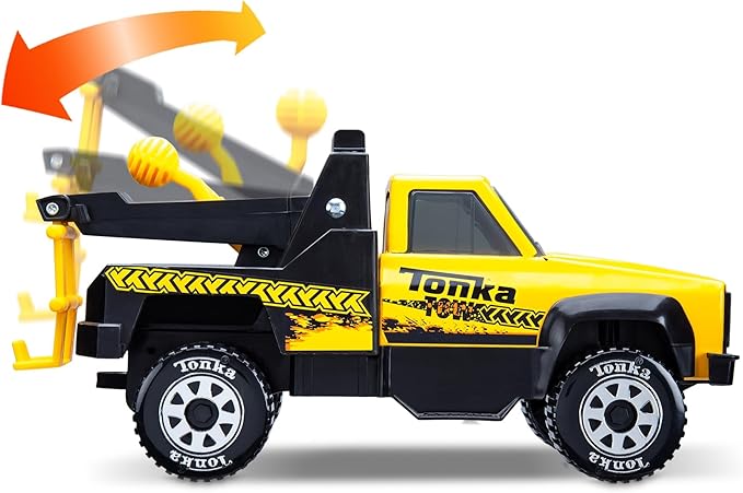 Tonka Steel Classics, Tow Truck - Made with Steel & Sturdy Plastic, Yellow Toy Construction Truck, Boys and Girls, Kids, Toddlers, Ages 3+