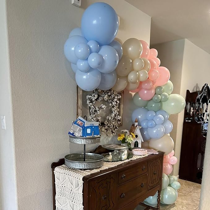 Pink Green Blue Balloon, 60 Packs 12 Inch Pastel Pink Blue Light Sage Green White Balloons for Baby Shower Happy Easter Wildflower Tea Party 1st Birthday Decorations