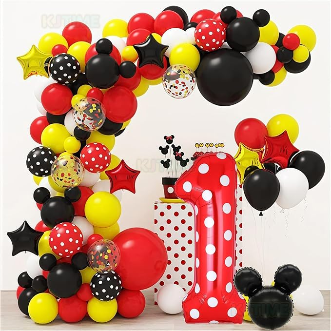 40 Inch Number 1 Foil Balloon Red Polka Dot for 1st Birthday Kids Balloons Party Supplies Decorations