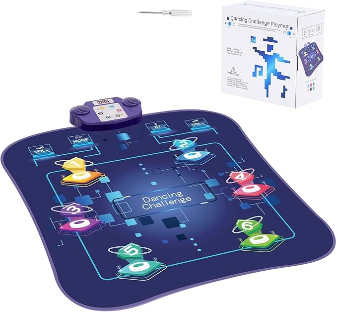 Happybuy Dance Mat, 6-Button Rhythm Step Play Mat, Electronic Pad with Wireless Bluetooth, LED Lights, 5 Game Modes, Adjustable Volume, Built-in Music, Toys Gifts for 3+ Year Old Girls