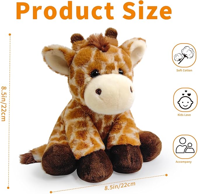 Giraffe Stuffed Animal Toys, 8.5 Inch Soft and Cuddly Giraffe Plush Animals Toy, Cute and Realistic Animals Gifts for Boys and Girls Toy for Toddlers 1-3
