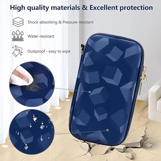 Carrying Case for GAMPLAE Handheld Game for Kids, 258 Retro Video Games Portable Gaming Player Storage Holder Travel Bag with Mesh Pocket for 3 Game Cards, Earphone,USB Cable, Blue
