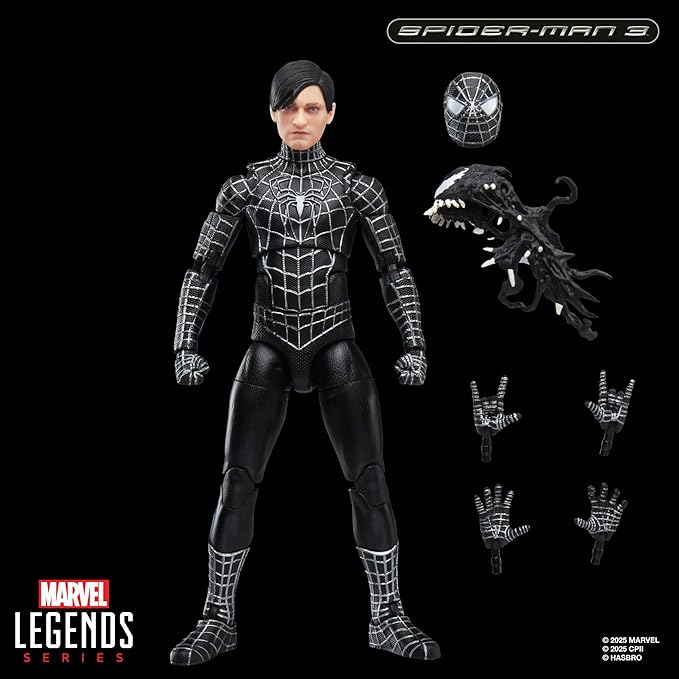 Marvel Legends Series Spider-Man, Spider-Man 3 Collectible 6 Inch Action Figure with Symbiote Accessories