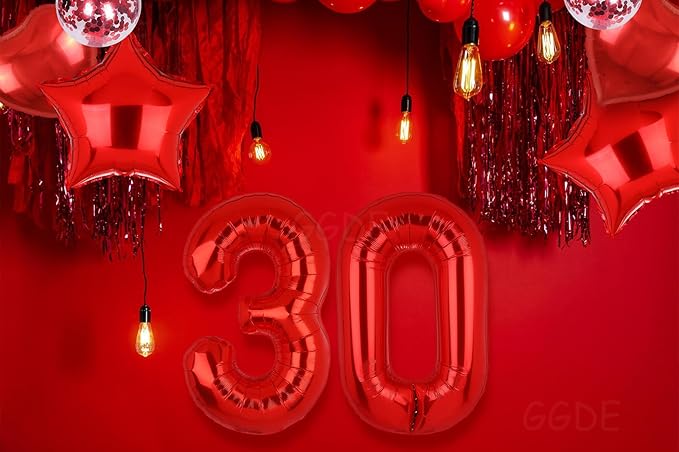 40 Inch Red Number Balloons 30 Mylar Foil Helium Digital Balloon 30th Anniversary Event Celebration 30th Birthday Party Decor Supplies 10 Pcs