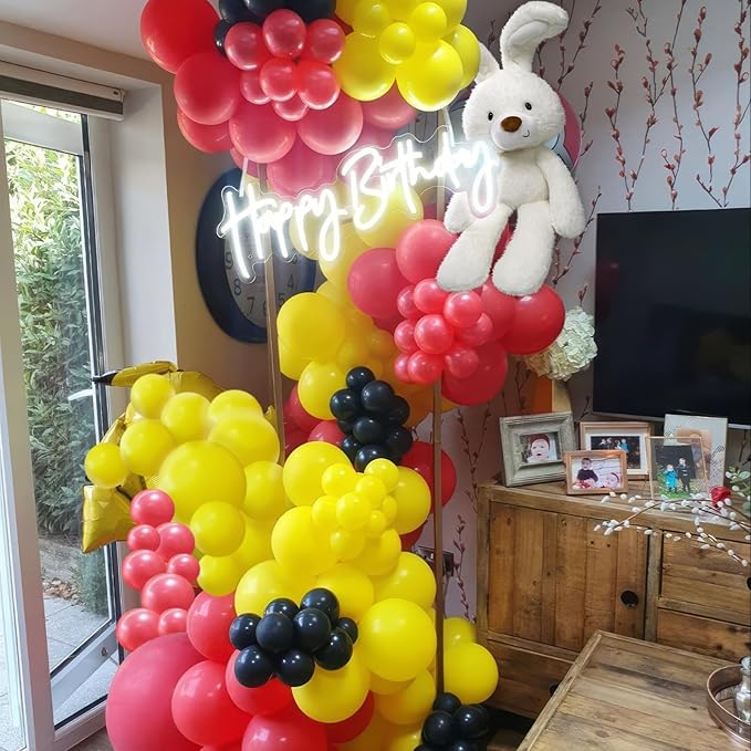 Red Black Yellow Balloons, 60 Pcs 12 Inch Energy Lightning Theme Balloons for Kids Adventure Birthday Party, Game Action Baby Shower Decorations