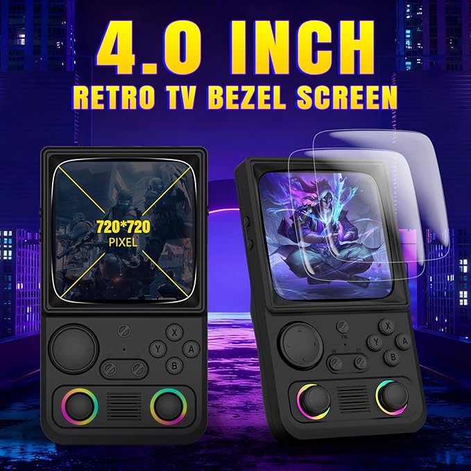 R36TMAX Upgraded Retro Handheld Game Console with 4000mAh Battery, 4.0'' IPS Screen, Retro Gaming Console with Portable Case, Supports WiFi Networked Fighting and OTG (Classic Black)