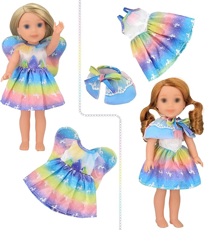 ONEST 11 Sets 14.5 Inch Girl Doll Clothes Outfits Dresses Pajamas Swimsuit Sleeping Bag, Girl Doll Accessories for 14 to 14.5 Inch Dolls