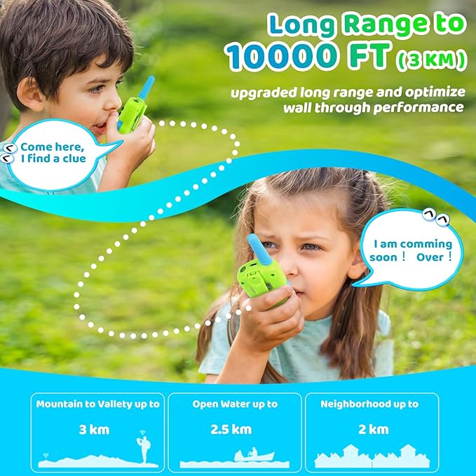 Vvinca Toddler Walkie Talkies for Kids 4 Pack - Toys for Boys Girls Age 3-12， Including Dinosaur Walkie Talkies 2 Pack, Rechargeable Walkie Talkie 2 Pack, Kids Toys for Christmas、Birthday Gifts