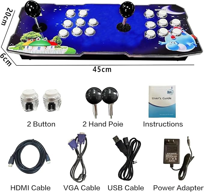 FVBADE [30000 Game in 1] 70S Pandora Box mini Arcade Console for Children Compatible PC & Projector & TV ,3D Games 1-4 Players Double Joystick Favorite List Game Category Save/Search/Hide/Pause Games