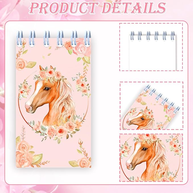 24 Pcs Mini Horse Cowgirl Notebook Horse Notebooks Pink Cowgirl Party Small Notepads Horse Themed Spiral Pocket Horse Mini Notepad for Teens Girls Back to School Supplies Cowboy Lover Gifts