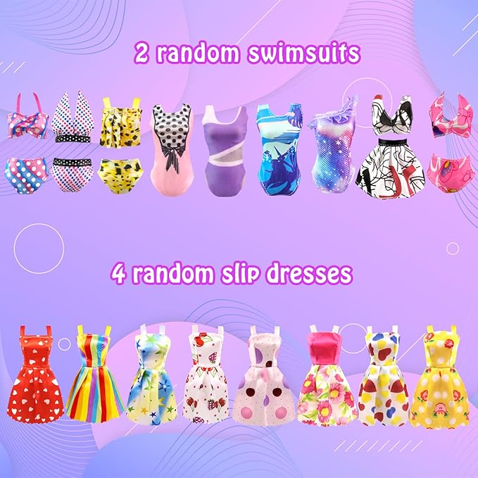 Doll Clothes and Accessories for 11.5 Inch Doll Dress up Set with Princess Gowns Fashion Dresses Outfits Tops and Pants Bags Gift Toys for Girls 4 5 6 7 8 9 10 Years Christmas Birthday
