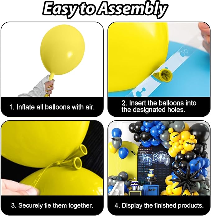 Black Yellow Grey Balloon Arch Kit,Navy Blue Black Yellow Grey Balloons with Sticker for Boys Man Birthday Decorations Party Baby Shower Anniversary Graduation Party Supplies