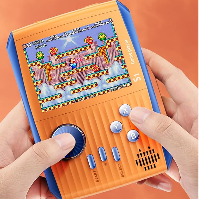 Portable Handheld Games Retro Mini Video Games，Handheld Game Console with 666 Classical FC Game 3.0" Color Screen，Birthday for Boys Girls and Adults (S1-Orange)