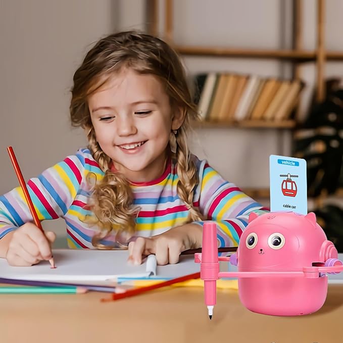Drawing Robot for Kids, 12 Color Pens Funny Robot Drawing Machine, Voice Interaction Painting Robots Toy with 100 Word Cards, Novelty Drawings Robots Educational Interactive Toys, for Boys & Girls