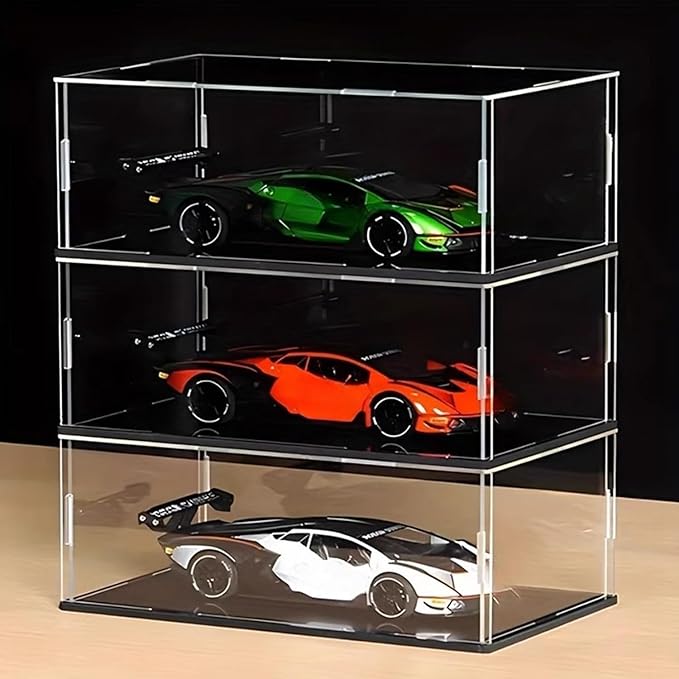 Clear Acrylic Display Case, Assemble Cube Display Box Stand with Black Base, Dustproof Protection Showcase for Collectibles Memorabilia Figurines (12*6*6inch;30*15*H15cm)