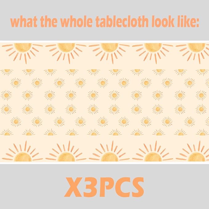 3pcs Boho Themed Sunshine Birthday Party Tablecloths Boho Party Decorations First Trip Inspired The Sun Birthday Decorations Boho Hippie Sunshine Sun Baby Shower Party Supplies Decorations