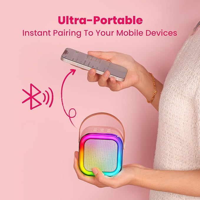 Mini Karaoke Machine for Kids, 2026 TOP Toys Birthday Gifts Ideas for Girls Ages 4, 5, 6, 7, 8, 9, 10, 12+ Years Old, Portable MP3 Player with 2 Wireless Mics for Family Home Party