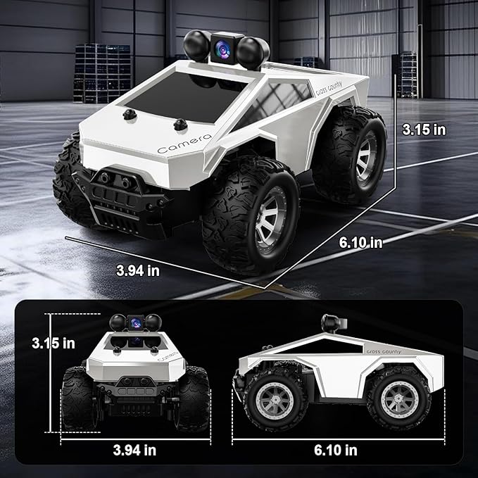 RC Cars with Camera Remote Control Truck with 720P HD FPV Camera, All-Terrain Remote Control Car with Body Light Rechargeable Battery, 1:28 RC Car Vehicle Toy Gifts for Adults Kids Boys Girls