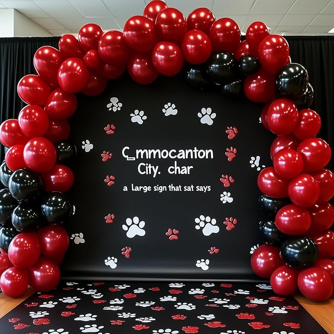 RUBFAC 129pcs Ruby Red Balloon Arch Kit, Different Sizes 18 12 10 5 Inches Cherry Red Burgundy Balloons for Garland Birthday Wedding Party Decorations