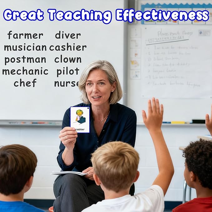 Learning Flashcards Occupations, 28 Different Occupations Educational Cards, Social Learning Card for Kids